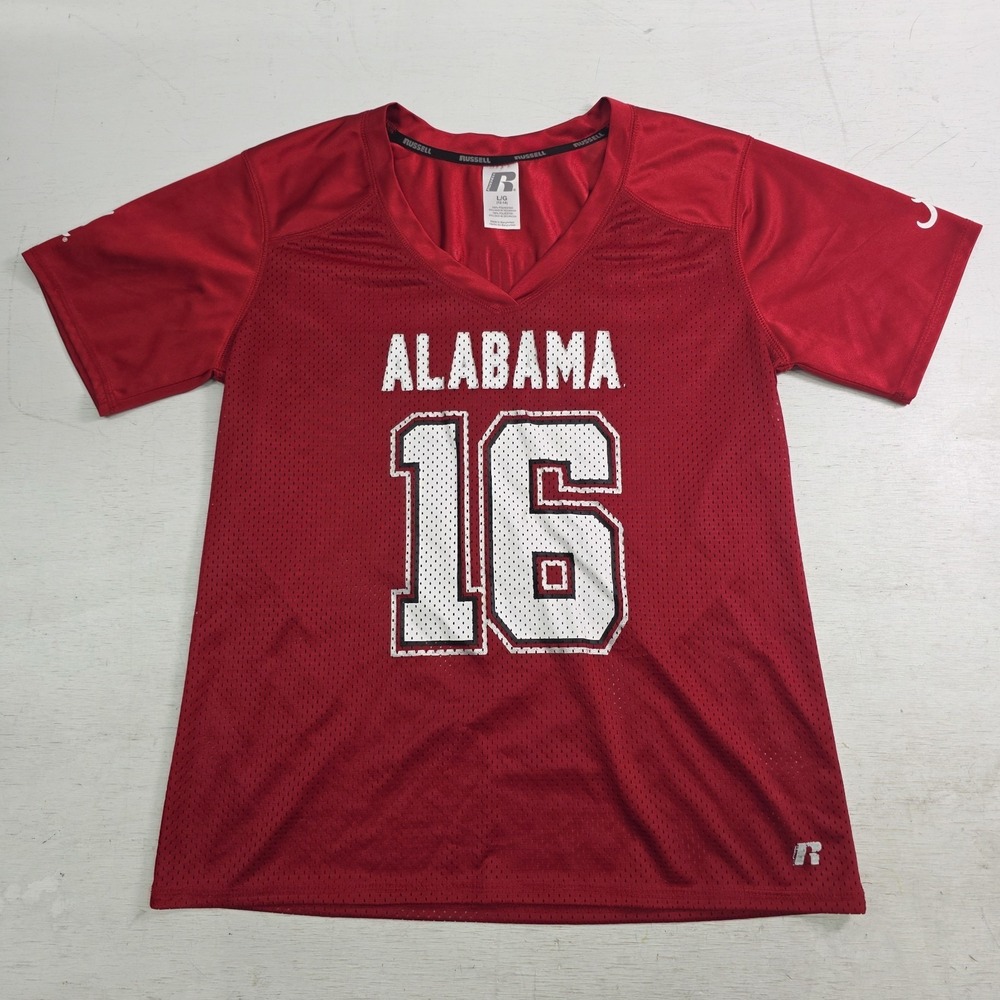 Alabama Crimson Tide #16 Football Jersey Russell‎ Athletic NCAA Women's Sz L EUC